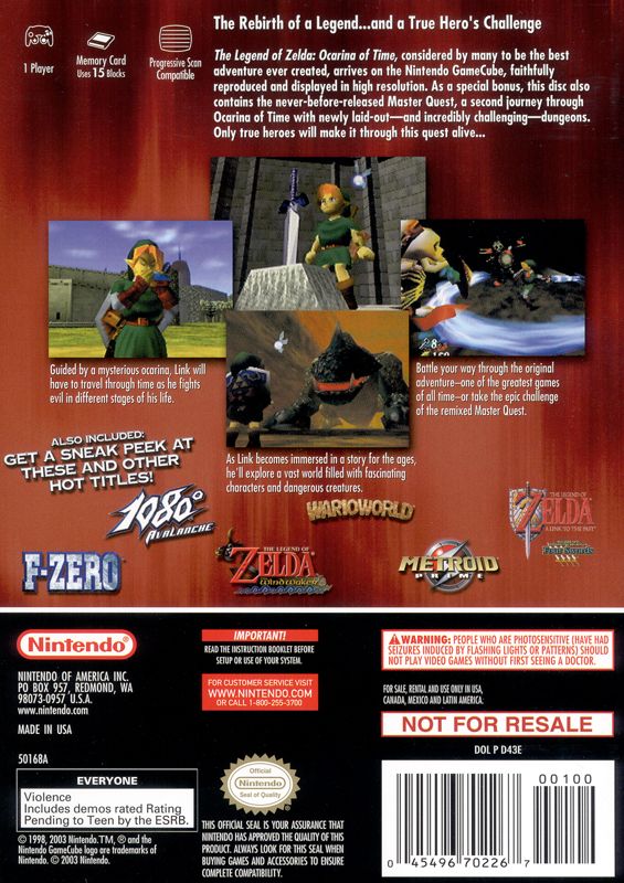 
The Legend of Zelda: Ocarina of Time / Master Quest | GameCube | back cover | Data by MobyGames.com