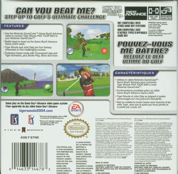 
Tiger Woods PGA Tour 2004 | Game Boy Advance | back cover | Data by MobyGames.com