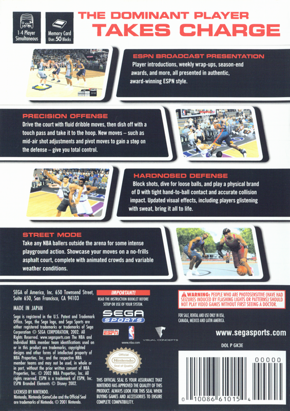 
NBA 2K3 | GameCube | back cover | Data by MobyGames.com