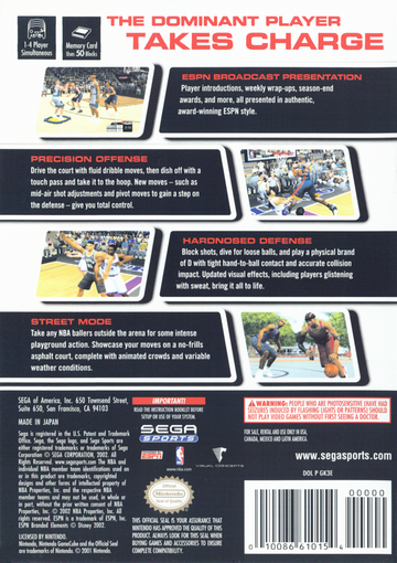 
NBA 2K3 | GameCube | back cover | Data by MobyGames.com