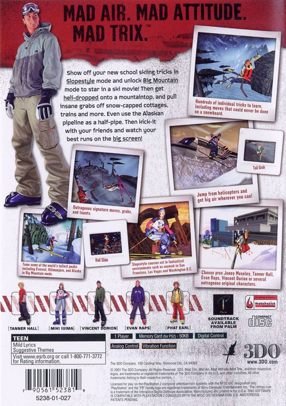 
Jonny Moseley: Mad Trix | PlayStation 2 | back cover | Data by MobyGames.com