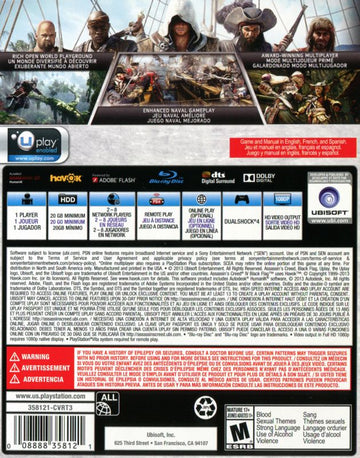 
Assassin's Creed IV: Black Flag | PlayStation 4 | back cover | Region: North America | source-country=Canada,Mexico,United States | Data by MobyGames.com