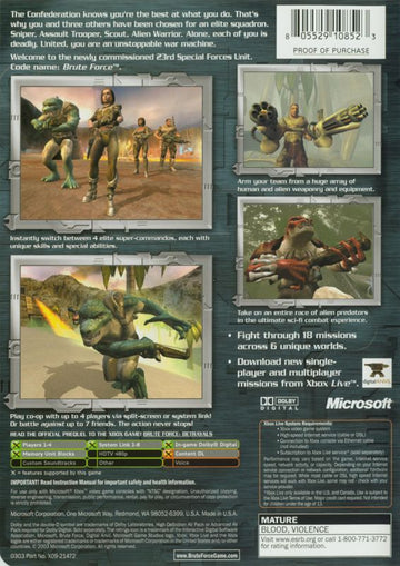 
Brute Force | Xbox | back cover | Data by MobyGames.com