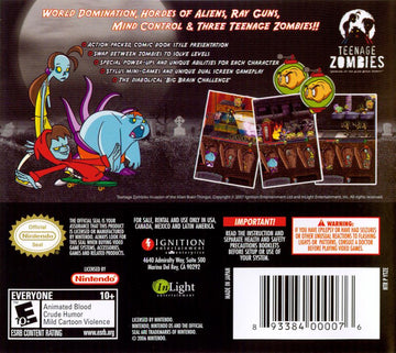 
Teenage Zombies: "Invasion of the Alien Brain Thingys" | Nintendo DS | back cover | Data by MobyGames.com