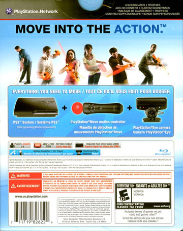 Sports Champions | PlayStation 3 | back cover | region=North America | source-country=United States | zypher-v2 | moby-6513cc6ab9c6 | Data by MobyGames.com