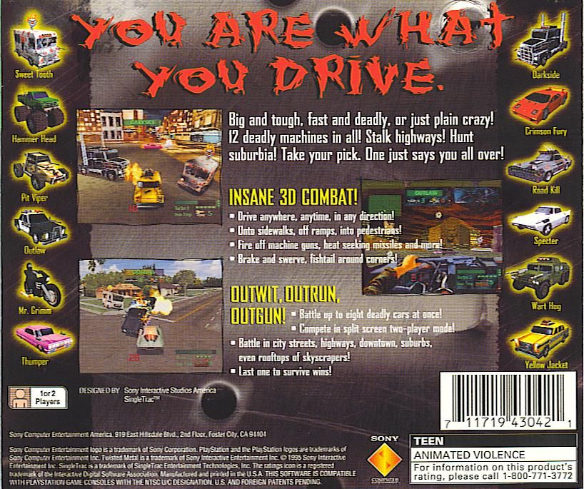 
Twisted Metal | PlayStation | back cover | Data by MobyGames.com