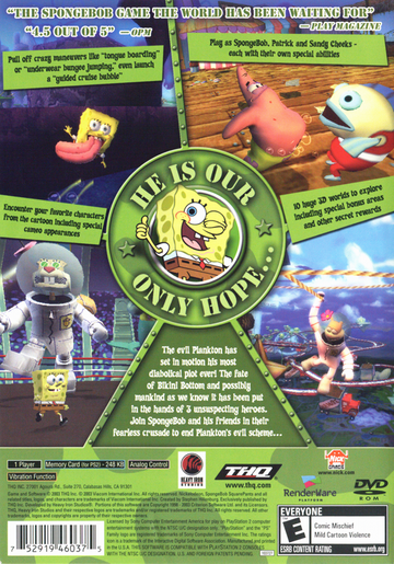 
SpongeBob SquarePants: Battle for Bikini Bottom | PlayStation 2 | back cover | Data by MobyGames.com
