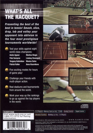 Smash Court Tennis: Pro Tournament | PlayStation 2 | back cover | region=North America | source-country=Canada,United States | zypher-v2 | moby-be3a7b947dea | Data by MobyGames.com