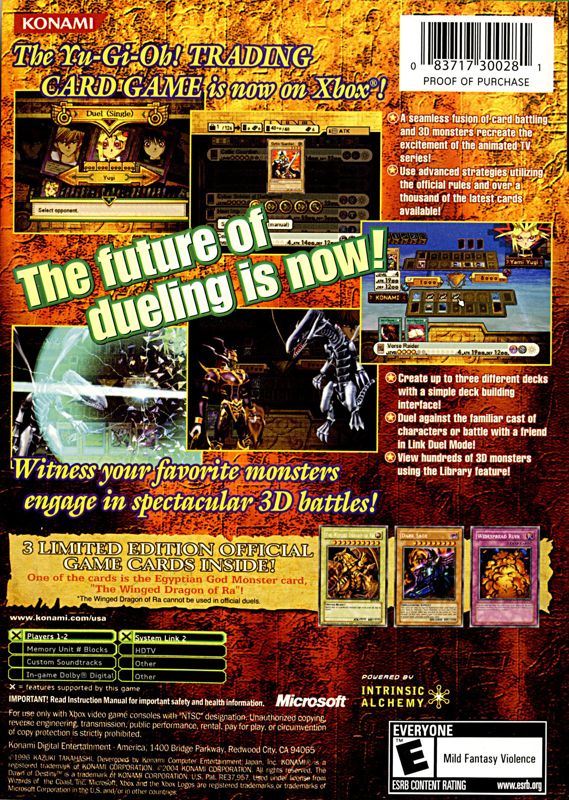 
Yu-Gi-Oh!: The Dawn of Destiny | Xbox | back cover | Region: North America | source-country=United States | Data by MobyGames.com