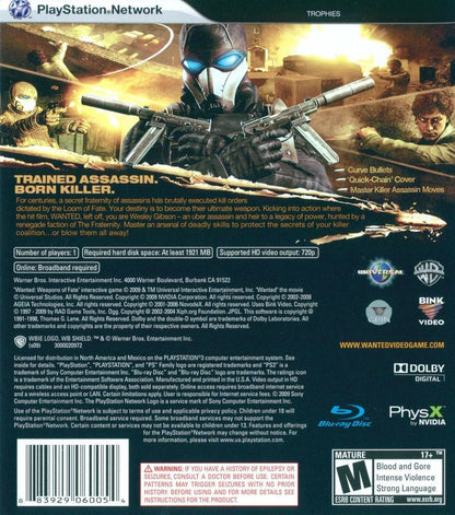 
Wanted: Weapons of Fate | PlayStation 3 | back cover | Data by MobyGames.com
