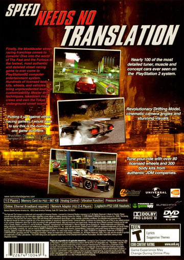 
The Fast and the Furious | PlayStation 2 | back cover | Data by MobyGames.com