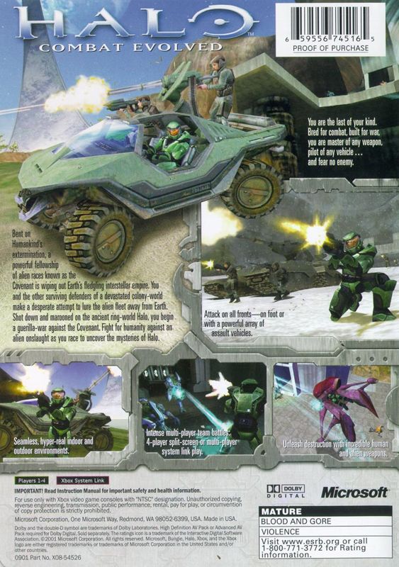 
Halo: Combat Evolved | Xbox | back cover | Data by MobyGames.com