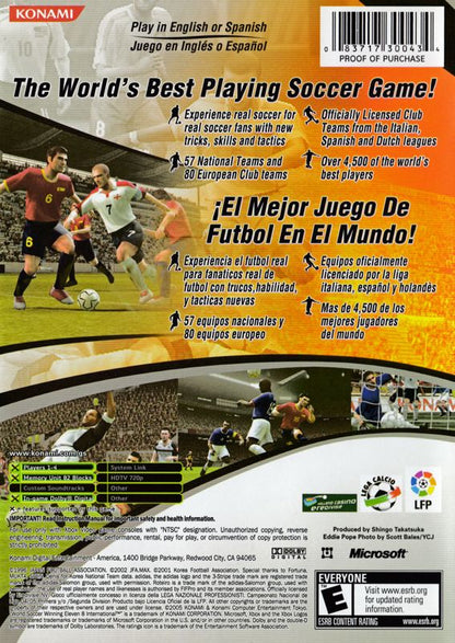 
World Soccer: Winning Eleven 8 International | Xbox | back cover | Data by MobyGames.com