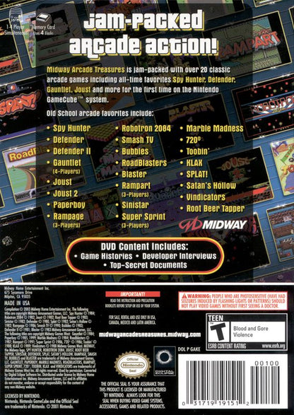 
Midway Arcade Treasures | GameCube | back cover | Data by MobyGames.com