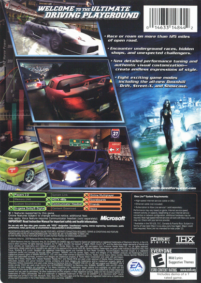 Need for Speed: Underground 2 | Xbox | back cover | region=North America | source-country=United States | zypher-v2 | moby-a97828520fb0 | Data by MobyGames.com
