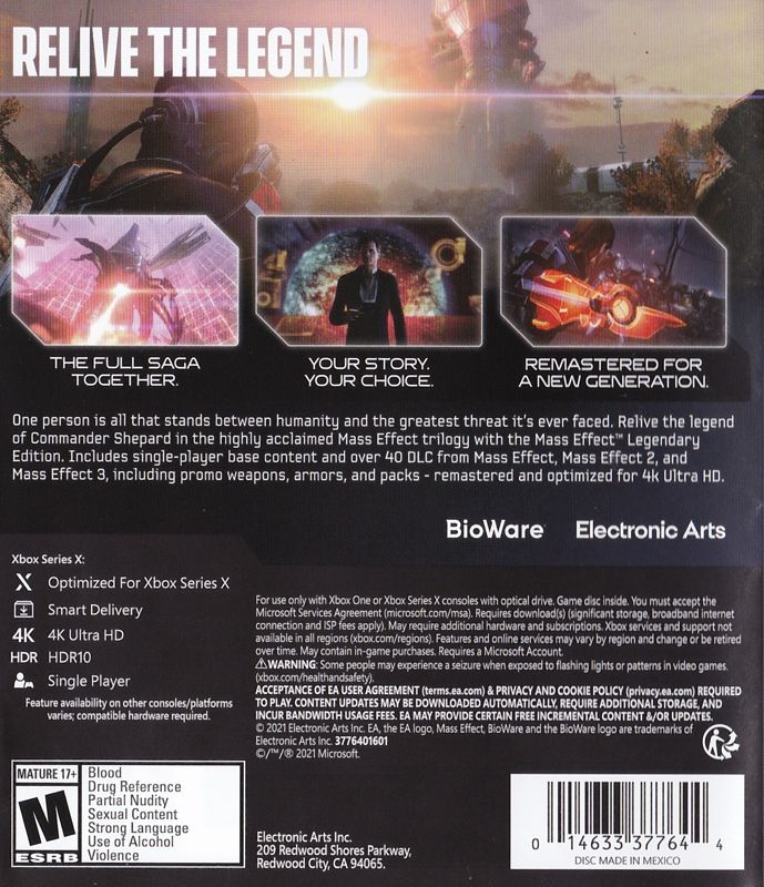 
Mass Effect: Legendary Edition | Xbox Series | back cover | Data by MobyGames.com