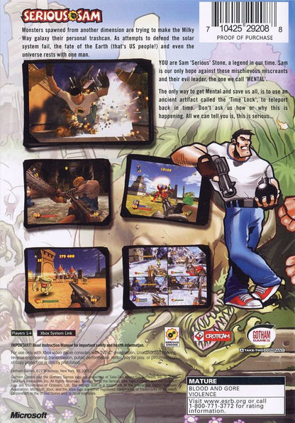 Serious Sam | Xbox | back cover | region=North America | source-country=United States | zypher-v2 | moby-98666f4217c9 | Data by MobyGames.com