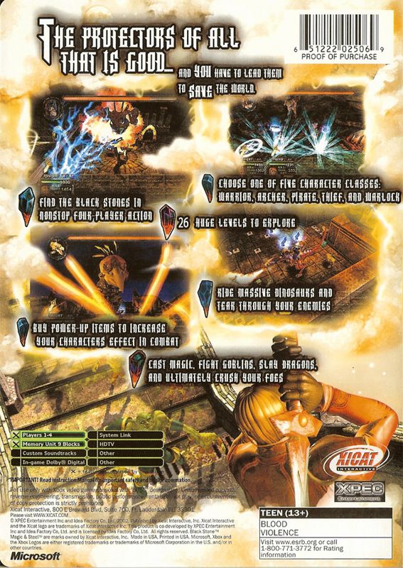 Black Stone: Magic & Steel | Xbox | back cover | Data by MobyGames.com
