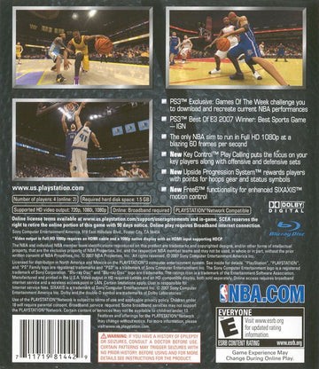 NBA 08 | PlayStation 3 | back cover | region=North America | source-country=Canada,Mexico,United States | zypher-v2 | moby-c8d514a5d819 | Data by MobyGames.com