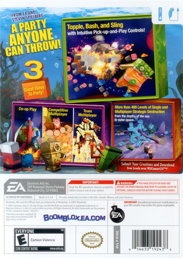 Boom Blox Bash Party | Wii | back cover | region=North America | source-country=Canada,Mexico,Other,United States | zypher-v2 | moby-f3933549745e | Data by MobyGames.com