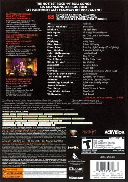 
Guitar Hero 5 | Xbox 360 | back cover | Region: North America | source-country=Canada,Mexico,United States | Data by MobyGames.com