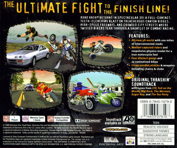 Road Rash 3-D | PlayStation | back cover | region=North America | source-country=Canada,United States | zypher-v2 | moby-a63f3cb867e4 | Data by MobyGames.com