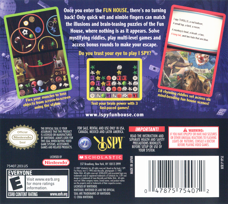 
I Spy: Fun House | Nintendo DS | back cover | Data by MobyGames.com