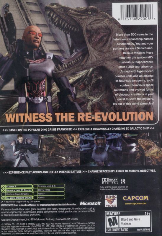 
Dino Crisis 3 | Xbox | back cover | Data by MobyGames.com