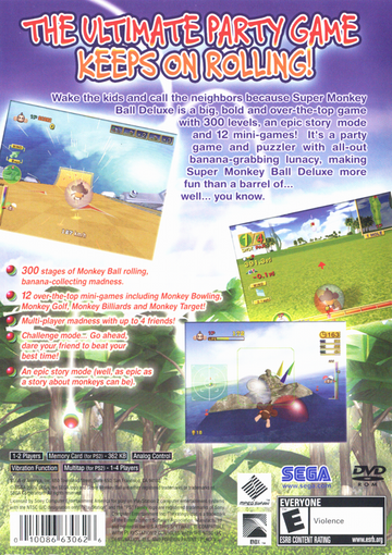 
Super Monkey Ball Deluxe | PlayStation 2 | back cover | Data by MobyGames.com