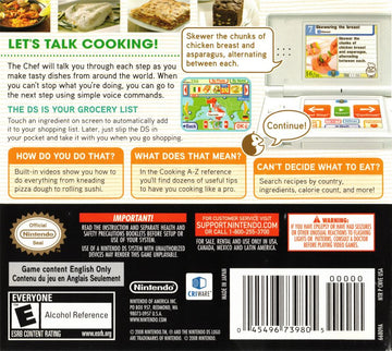 
Personal Trainer: Cooking | Nintendo DS | back cover | Data by MobyGames.com