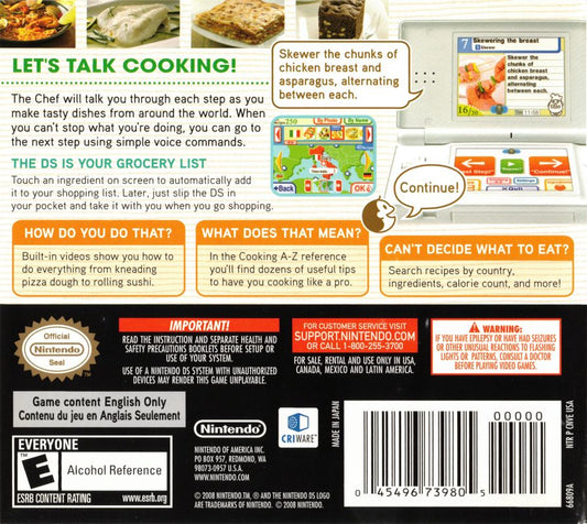 
Personal Trainer: Cooking | Nintendo DS | back cover | Data by MobyGames.com