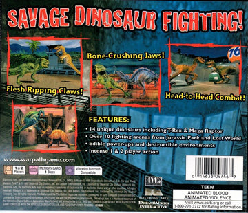 
Warpath: Jurassic Park | PlayStation | back cover | Data by MobyGames.com