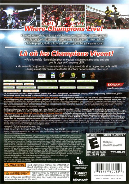 
PES 2010: Pro Evolution Soccer | Xbox 360 | back cover | Region: North America | source-country=Canada,United States | Data by MobyGames.com