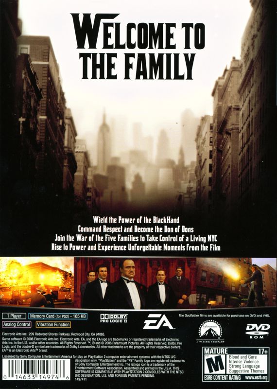 The Godfather: The Game | PlayStation 2 | back cover | Data by MobyGames.com