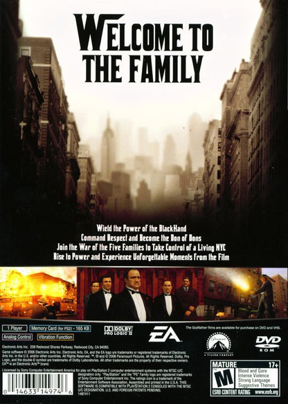 
The Godfather: The Game | PlayStation 2 | back cover | Data by MobyGames.com
