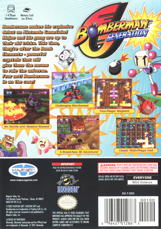 Bomberman Generation | GameCube | back cover | moby-d6cf1ed4e6b5 | Data by MobyGames.com