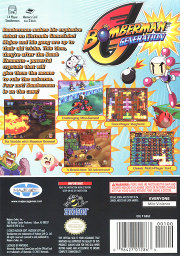 
Bomberman Generation | GameCube | back cover | Data by MobyGames.com