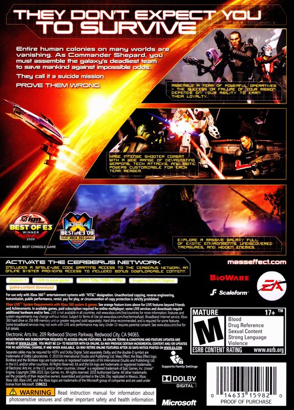 Mass Effect 2 | Xbox 360 | back cover | region=North America | source-country=United States | zypher-v2 | moby-988448cbfed4 | Data by MobyGames.com