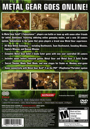 
Metal Gear Solid 3: Subsistence | PlayStation 2 | back cover | Data by MobyGames.com