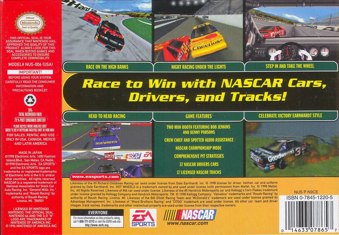 
NASCAR 99 | Nintendo 64 | back cover | Data by MobyGames.com