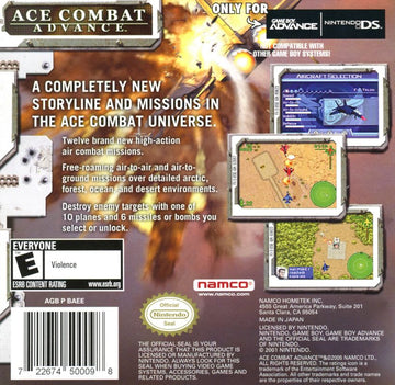 
Ace Combat Advance | Game Boy Advance | back cover | Data by MobyGames.com