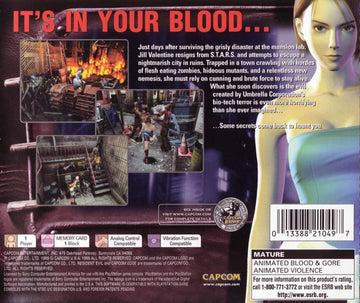 
Resident Evil 3: Nemesis | PlayStation | back cover | Data by MobyGames.com