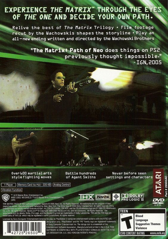 
The Matrix: Path of Neo | PlayStation 2 | back cover | Data by MobyGames.com