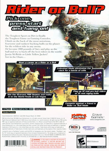 PBR: Out of the Chute | PlayStation 2 | back cover | region=North America | source-country=Canada,United States | zypher-v2 | moby-220709e8a1ba | Data by MobyGames.com