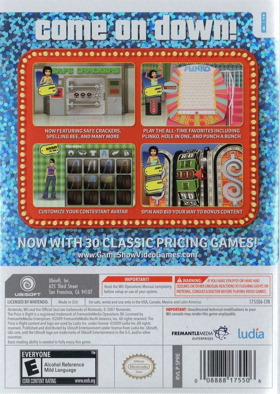 The Price is Right: 2010 Edition | Wii | back cover | region=North America | source-country=Argentina,Brazil,Canada,Chile,Colombia,Mexico,United States,Uruguay | zypher-v2 | moby-33e822fb2184 | Data by MobyGames.com