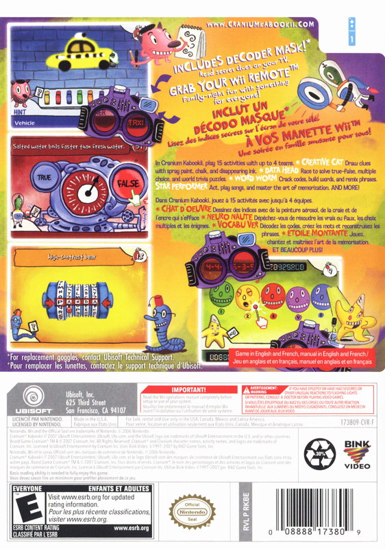 
Cranium Kabookii | Wii | back cover | Data by MobyGames.com