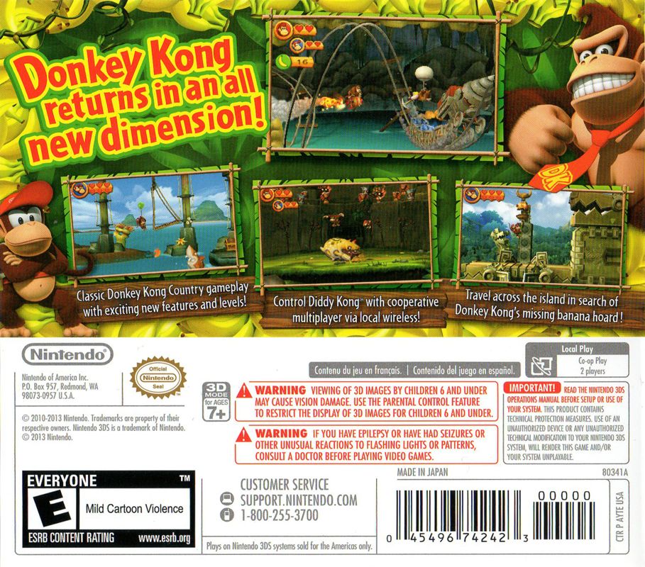 
Donkey Kong Country Returns 3D | Nintendo 3DS | back cover | Data by MobyGames.com
