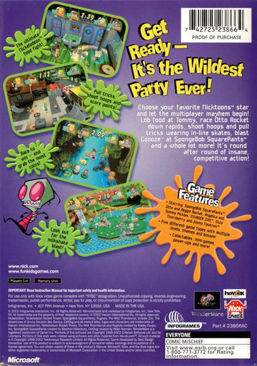 Nickelodeon Party Blast | Xbox | back cover | region=North America | source-country=United States | zypher-v2 | moby-66b193fbb006 | Data by MobyGames.com