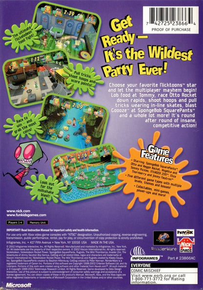Nickelodeon Party Blast | Xbox | back cover | region=North America | source-country=United States | zypher-v2 | moby-66b193fbb006 | Data by MobyGames.com