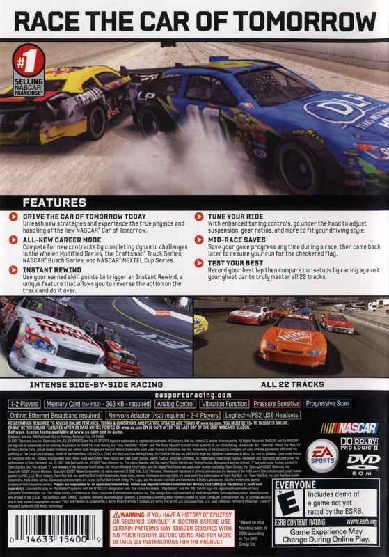 NASCAR 08 | PlayStation 2 | back cover | region=North America | source-country=United States | zypher-v2 | moby-f810fbb1add1 | Data by MobyGames.com